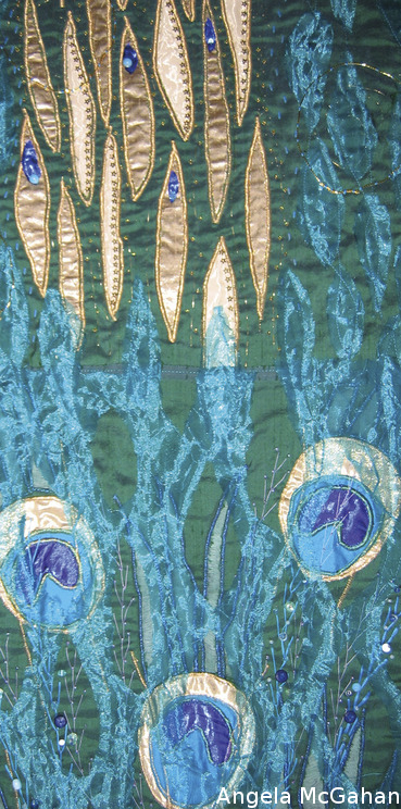 Peacock 2, Textile Art Piece by Angela McGahan
