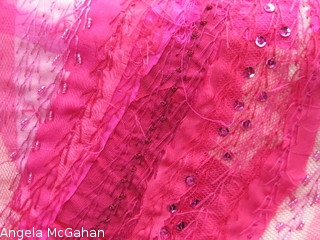 Stargazer Lily, Textile Art Piece by Angela McGahan